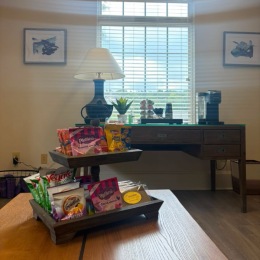 a basket of snacks on a table
